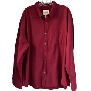 Burgundy Flannel Button Up Shirt Size XXL 100% Cotton